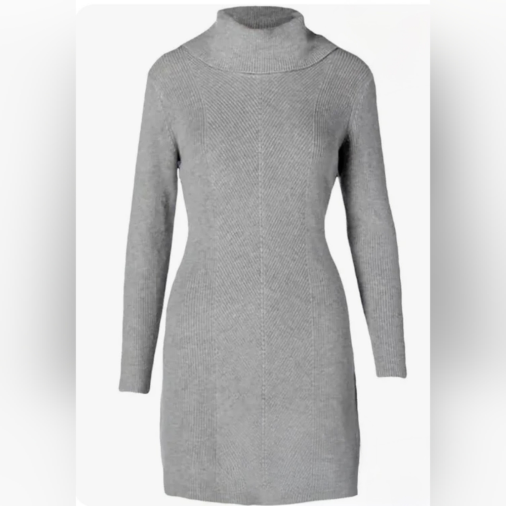 Lauren Ralph Lauren Gray Knit Turtleneck Sweater Dress Size Small